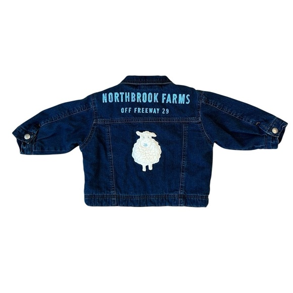 BABY GAP 12-18 Months Heavy Denim Jean Jacket Farm Sheep - Picture 5 of 8
